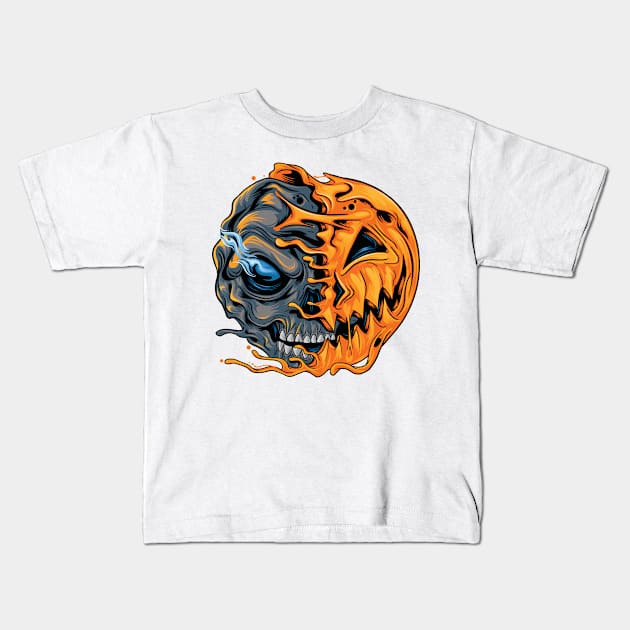 Spooky Pumpkin Skull Halloween Simple Costume Gift Kids T-Shirt by markz66